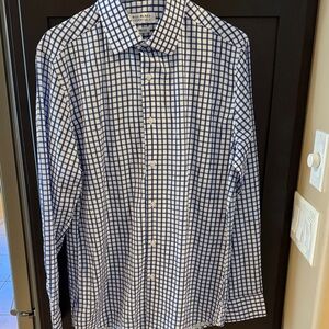 Blue White Check Casual Slim Fit Button-Down Shirt. Butter soft material! M